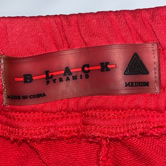 Black Pyramid RED Baggy Sweatpants Black Side Spellout ZIP SIDES Mens Medium Y2K - Picture 10 of 16